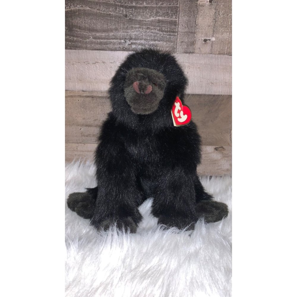 14" BIG TY VINTAGE 1989 GEORGE THE GORILLA BLACK MONKEY STUFFED ANIMAL PLUSH TOY